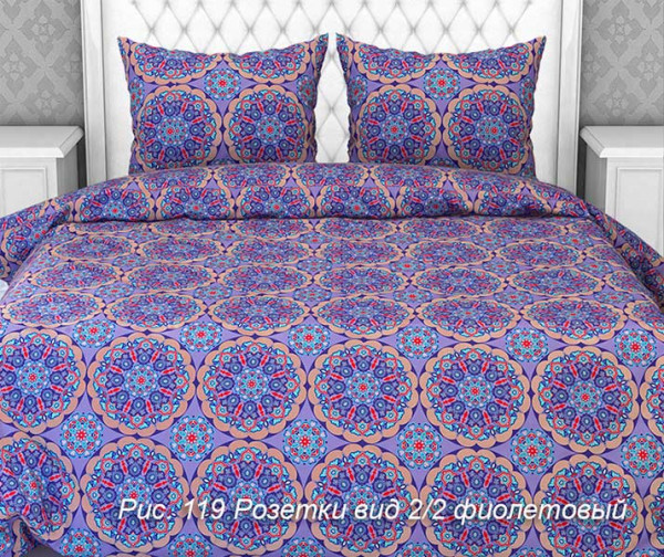 Купить КПБ Бязь Розетки фиолетовые на Неженке